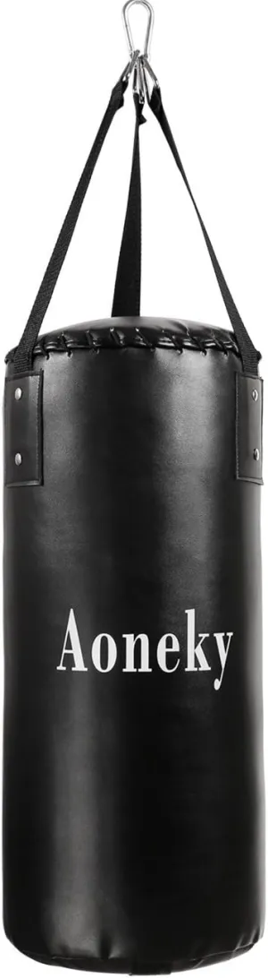 Aoneky Leather Unfilled Punching Bag for Beginners - Karate Kicking Bag, Small Hanging Boxing Bag, Mini Kickboxing Bag