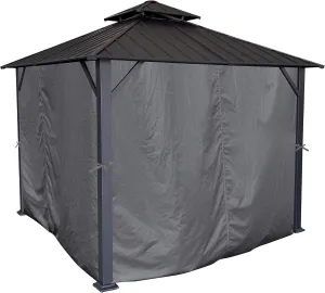APEX GARDEN Four-Side Privacy Curtain Set for 10-Ft x 12-Ft Gazebo (Grey)