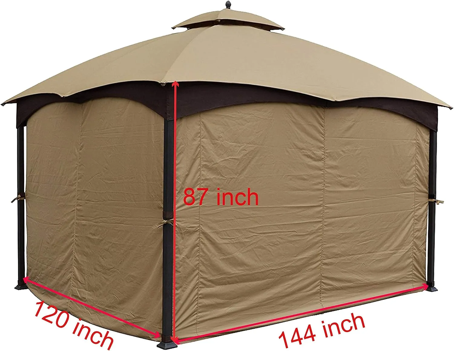 APEX GARDEN Four-Side Privacy Side Wall Curtain Set for 10-ft x 12-ft Gazebo (Beige)