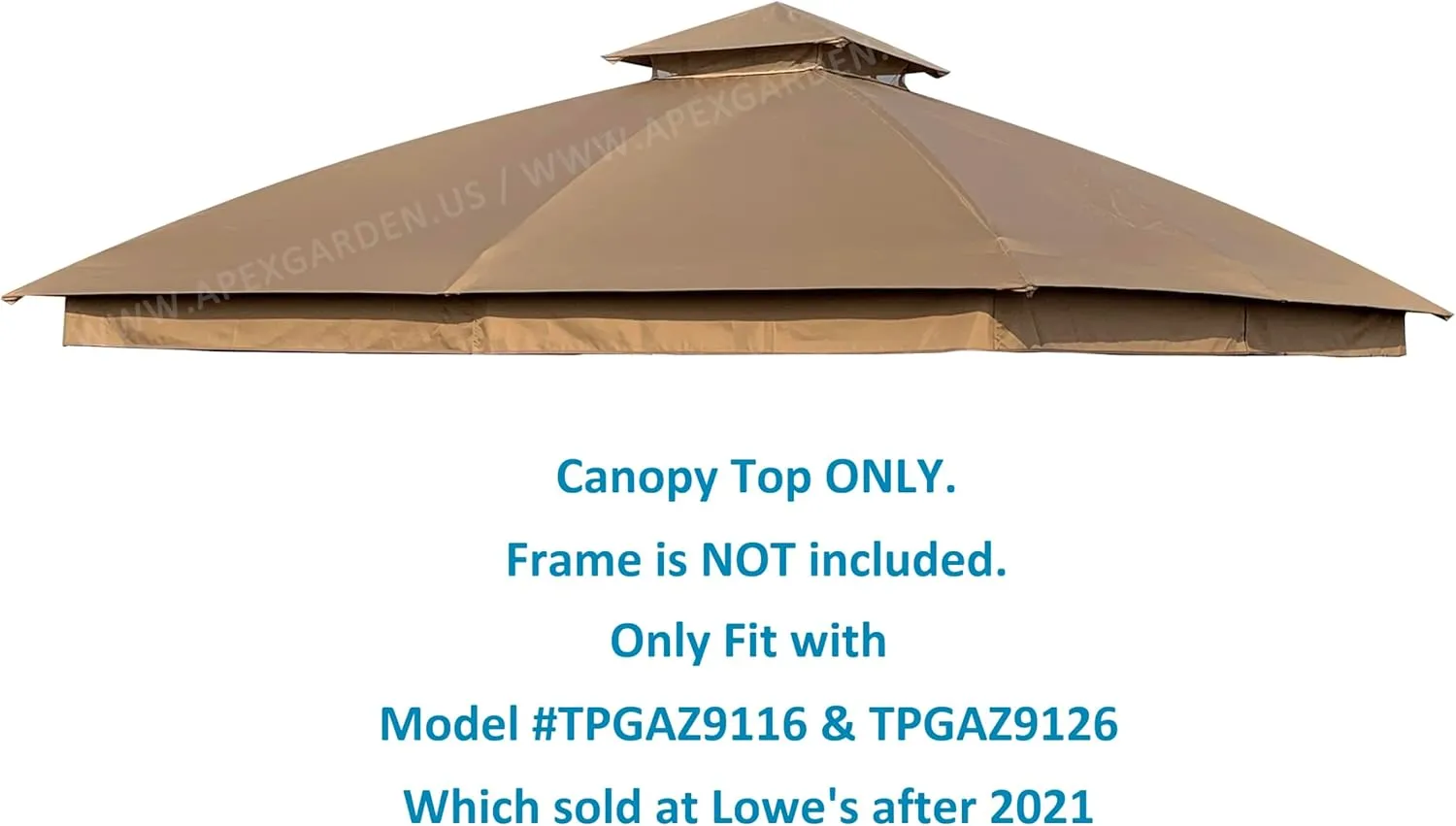 APEX GARDEN Replacements for Style Selections 10 ft x 10 ft Brown Metal Square Semi- Gazebo Model #TPGAZ9116 / #TPGAZ9116-ABD / #TPGAZ9126 / #TPGAZ9126-AB (Canopy Top (w/air Vent Cover))