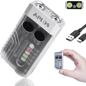 APLOS L02 1000 Lumens Rechargeable Mini EDC Flashlight, 365nm UV Light, Multi-Color Light Source, Small Pocket Light with Magnetic Base & Beeping Alarm (White)