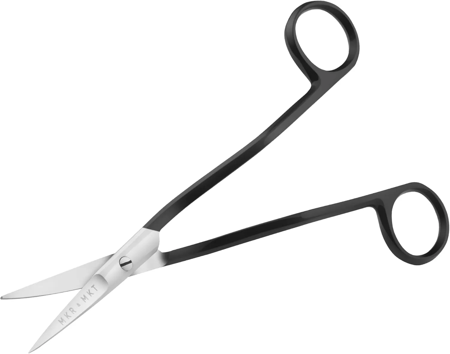 Applique Long Thin Needlepoint Blade 6.1 Inch - Double Bent Curved Offset Handle Scissors with Pouch Sleeve for Embroidery, Fabric, Thread, Knitting, Sewing, Arts & Craft (Black)