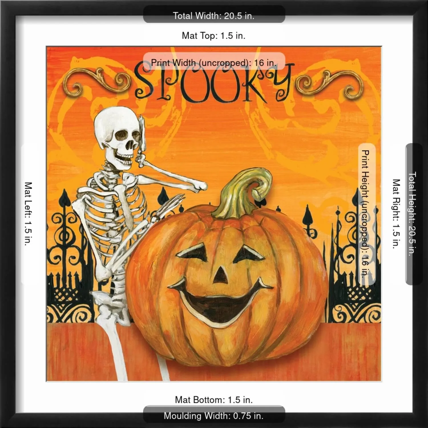 ART.COM Wall Art Print Spooky on Black Frame by Gregory Gorham, 20" x 20"