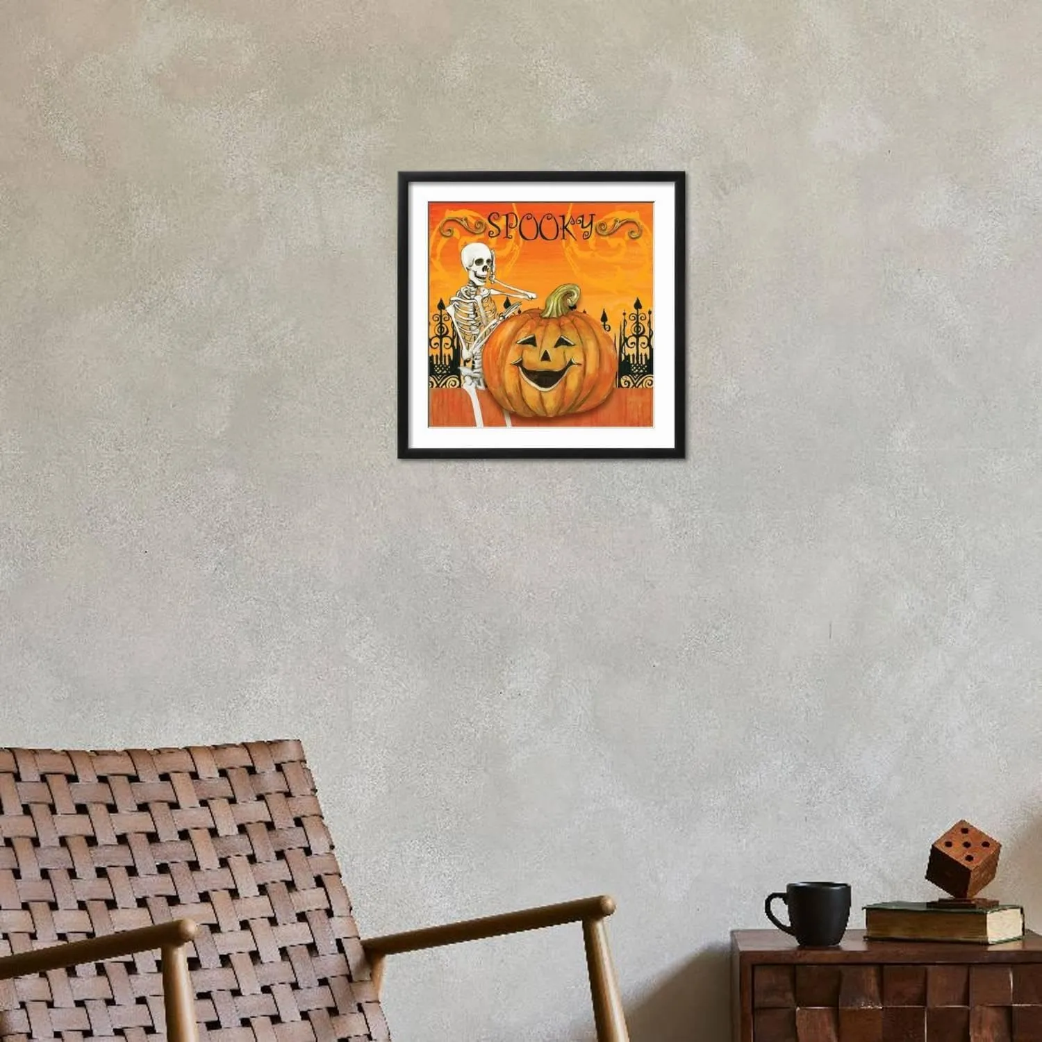 ART.COM Wall Art Print Spooky on Black Frame by Gregory Gorham, 20" x 20"