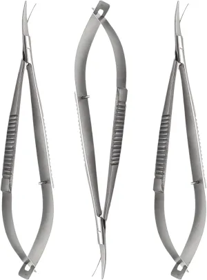 ARTMAN INSTRUMENTS Micro Castroviejo Scissors 5.5" Curved – Set of 3, Micro Stitch & Thread Cutting, Embroidery, Spring Action, Extra Sharp, Squeezable Surgical Scissors for Dental, ENT