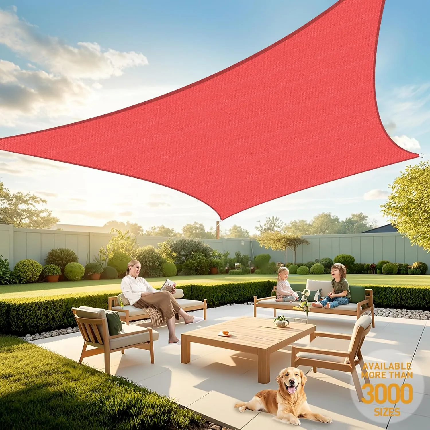 Artpuch 12' x 16' Sun Shade Sails Rectangle Canopy, Scarlet UV Block Cover for Outdoor Patio Garden Yard