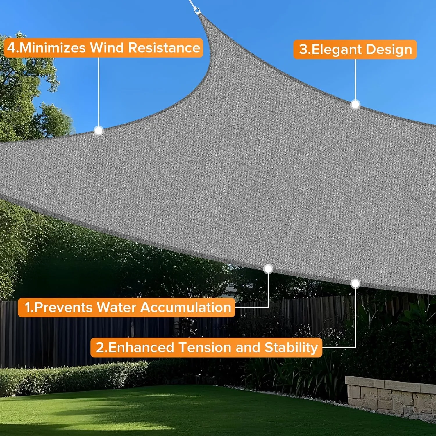 Artpuch Sun Shade Sails Canopy, 185GSM Shade Sail UV Block for Patio Garden Outdoor Facility and Activities (10'x13', Grey)