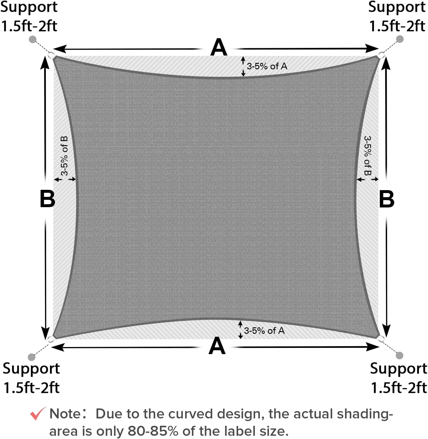 Artpuch Sun Shade Sails Canopy, 185GSM Shade Sail UV Block for Patio Garden Outdoor Facility and Activities (10'x13', Grey)