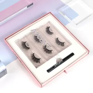 AscentLash Magnetic Eyelash Kit with Magnetic Eyelashes and Magnetic Eyeliner, Easy to Apply, No Glue Needed, Reusable, 50 wears, Faux Mink Eyelashes, Volume and Length - 3 Pairs (Besties)