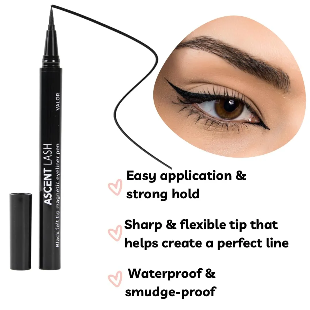 AscentLash Magnetic Eyelash Kit with Magnetic Eyelashes and Magnetic Eyeliner, Easy to Apply, No Glue Needed, Reusable, 50 wears, Faux Mink Eyelashes, Volume and Length - 3 Pairs (Besties)