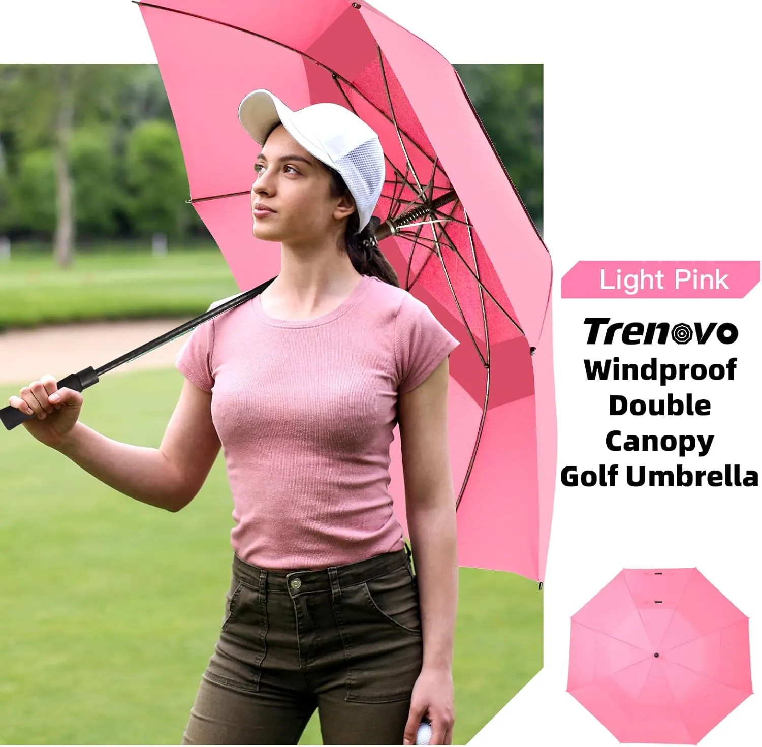 Auto Open Golf Umbrellas 62/68/72 Inch Extra Large Oversize for Business & Home, Ventilated Double Canopy Windproof Waterproof Stick Umbrella for Rain & strong wind