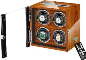 Automatic Watch Winder for 4 Watches Watches Display Box with Remote Control LCD Touch Screen LED Illumination Rotation Mode Quiet Motor (B 4 0)