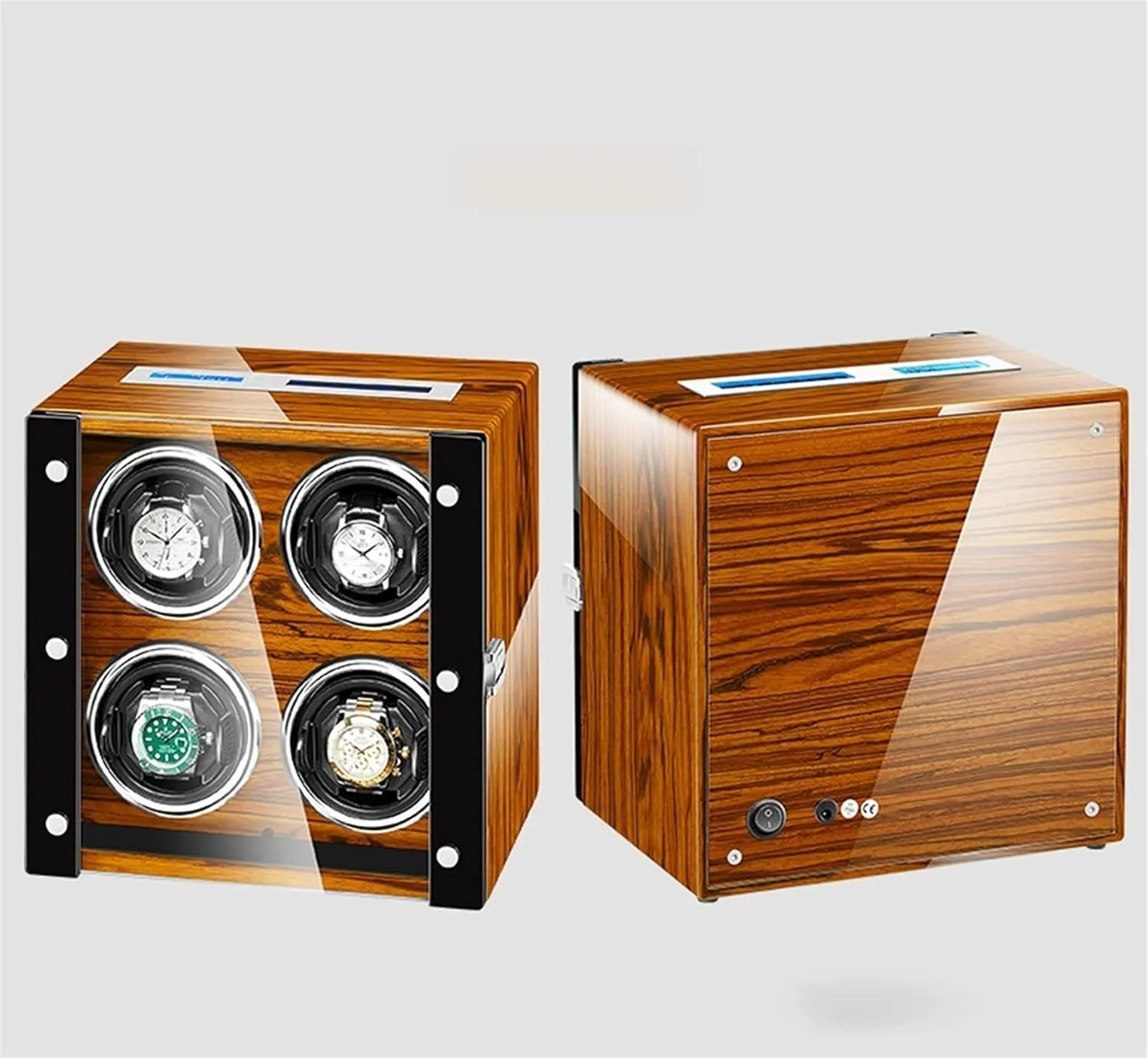 Automatic Watch Winder for 4 Watches Watches Display Box with Remote Control LCD Touch Screen LED Illumination Rotation Mode Quiet Motor (B 4 0)
