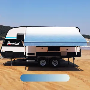 AWNLUX RV Awning Fabric Replacement Heavy Duty Weatherproof 4-Ply Vinyl Camper Awning Fabric- Universal Outdoor Canopy for Camper, Trailer, and Motorhome Awnings Ocean Blue-17' (Fabric 16'2"X8")
