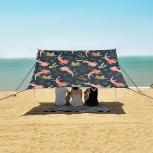 Axolotl Beach Canopy Tent Anti-UV & Wind Resistant, Hand Drawn Camping Sun Shelter Easy Setup Portable,Outdoor Shade Tents with Sandbags,Sand Shovels,Ground Pegs & Stability Poles
