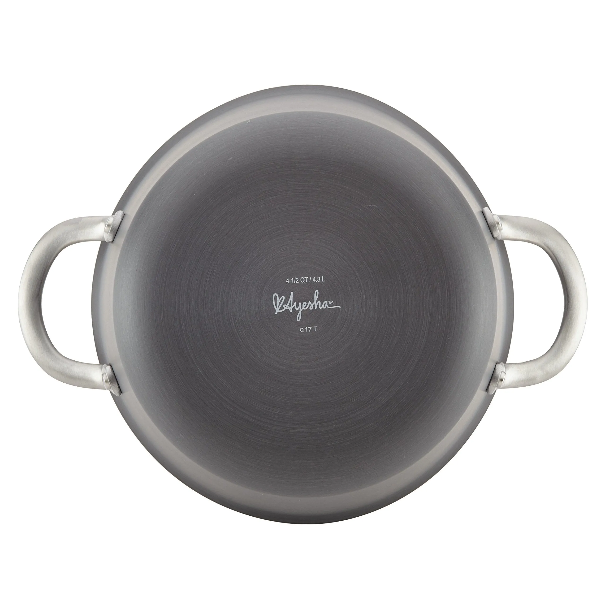 Ayesha Curry Home Collection Hard Anodized Nonstick Sauce Pan/Saucepan with Lid, 4.5 Quart, Charcoal Gray