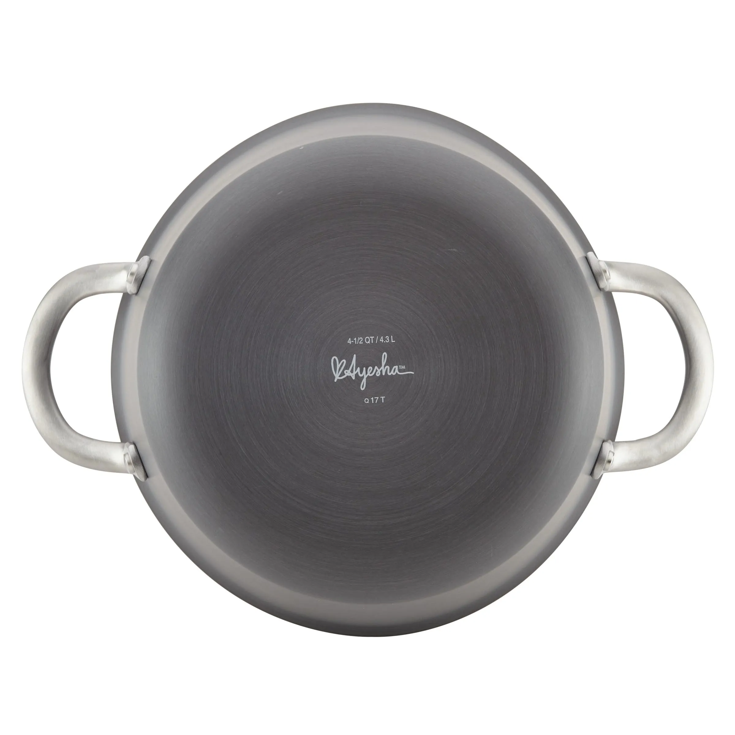 Ayesha Curry Home Collection Hard Anodized Nonstick Sauce Pan/Saucepan with Lid, 4.5 Quart, Charcoal Gray