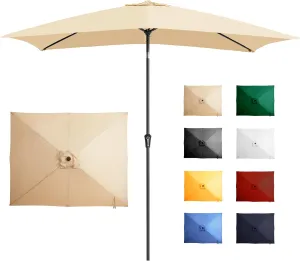 Ayge 6.5x10FT Rectangular Patio Umbrella Outdoor Table Umbrella w/Push Button Tilt & Crank Rectangle Market Umbrella UV Protection for Garden,Deck,Lawn,Yard & Pool