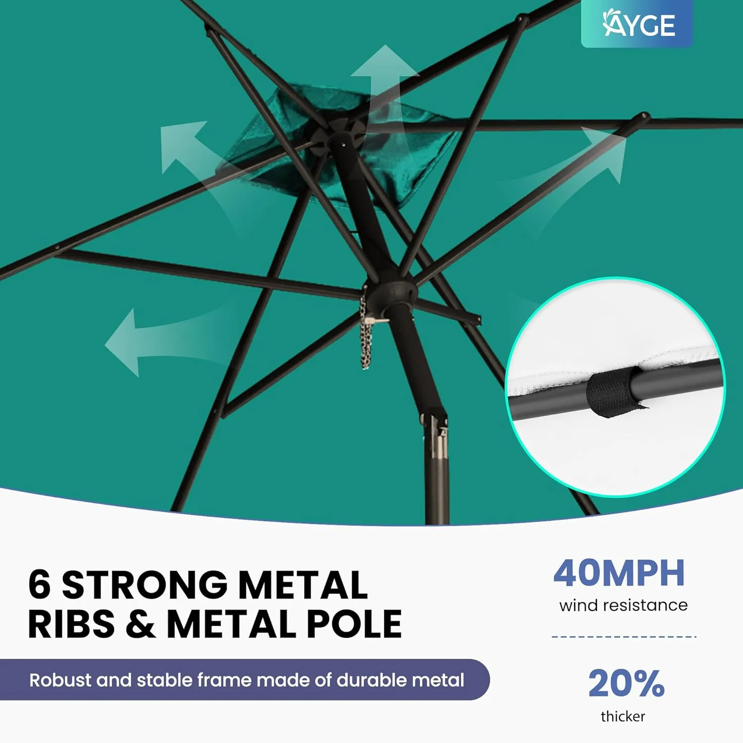 Ayge 6.5x10FT Rectangular Patio Umbrella Outdoor Table Umbrella w/Push Button Tilt & Crank Rectangle Market Umbrella UV Protection for Garden,Deck,Lawn,Yard & Pool