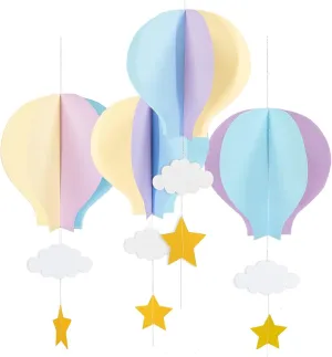 AZOWA Hot Air Balloon Decorations for Baby Shower (Pink Purple Blue,12 Pack)