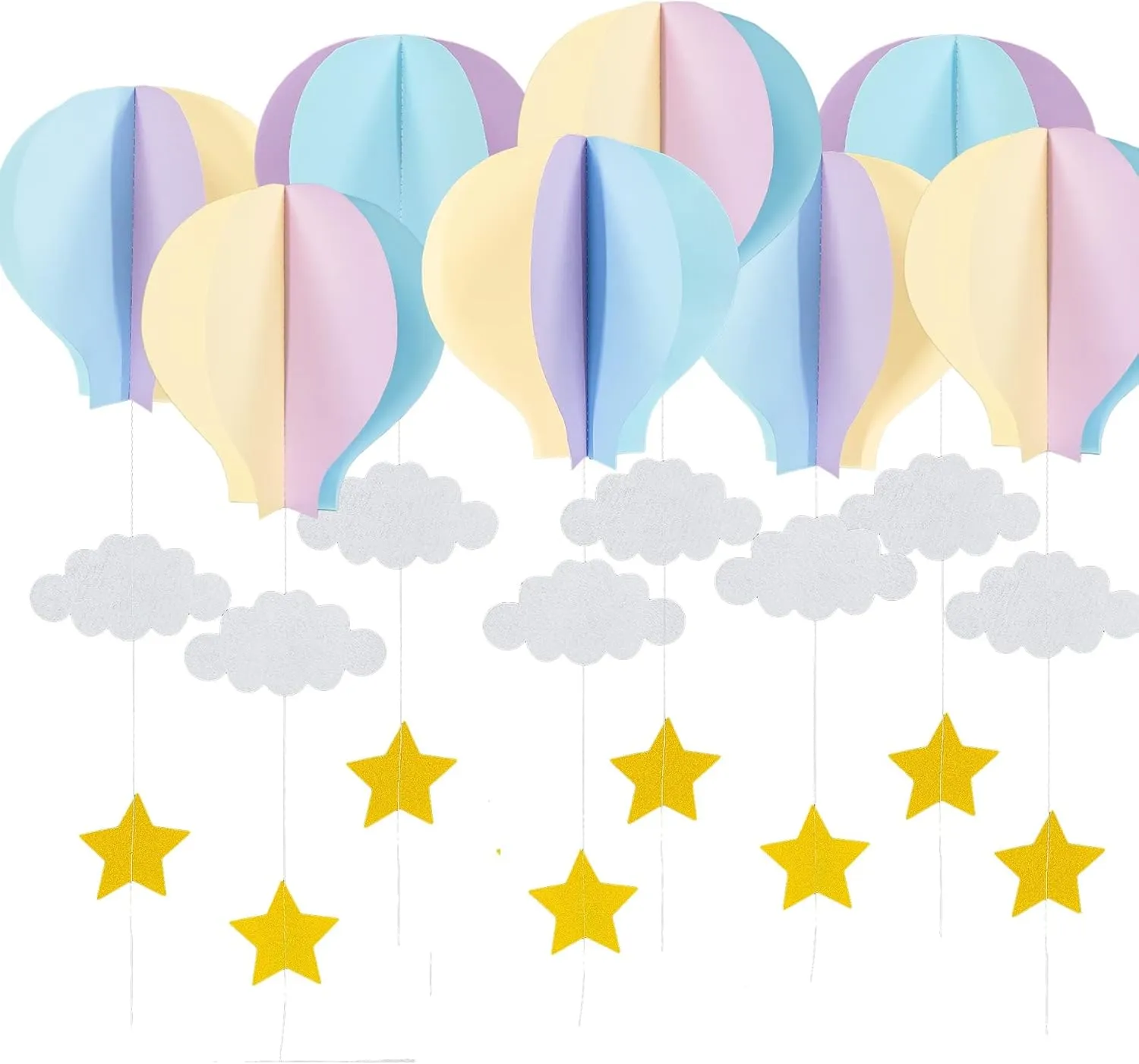 AZOWA Hot Air Balloon Decorations for Baby Shower (Pink Purple Blue,12 Pack)