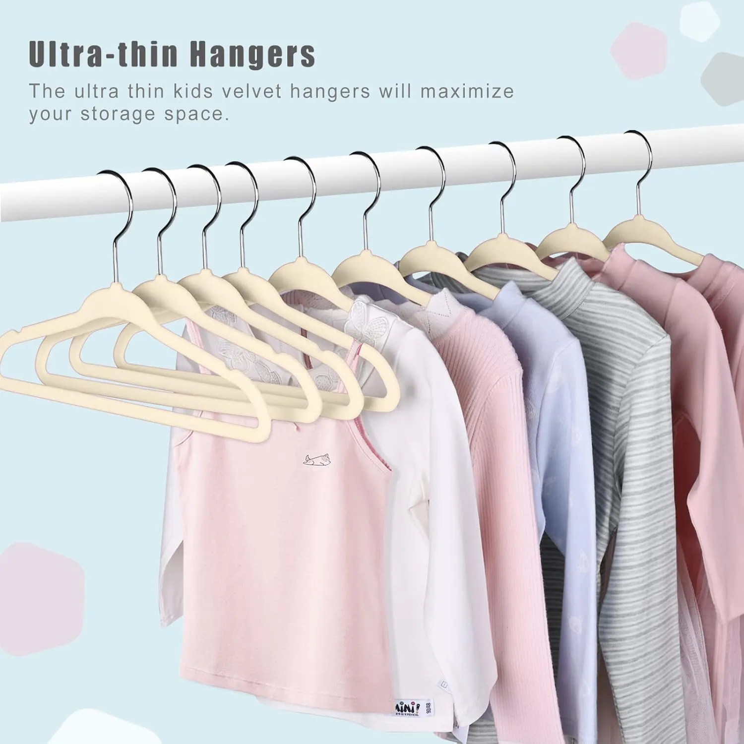 BAGAIL Kids Velvet Hangers 11 Inches Children's Clothes Hangers Non-Slip Baby Hangers for Infant/Toddler (Ivory,50pack)