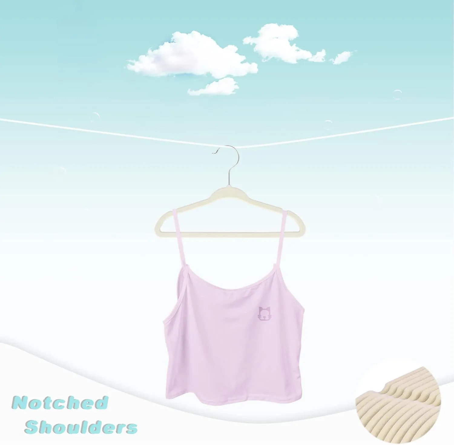BAGAIL Kids Velvet Hangers 11 Inches Children's Clothes Hangers Non-Slip Baby Hangers for Infant/Toddler (Ivory,50pack)
