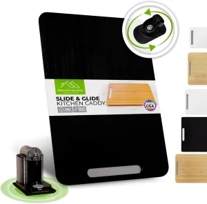 Bamboo Countertop Appliance Slider with 360' Wheels- Appliance Sliding Tray for Coffee Maker & Heavy Kitchen Appliances - Bamboo Rolling Tray, (7.5"x14.5" Black)