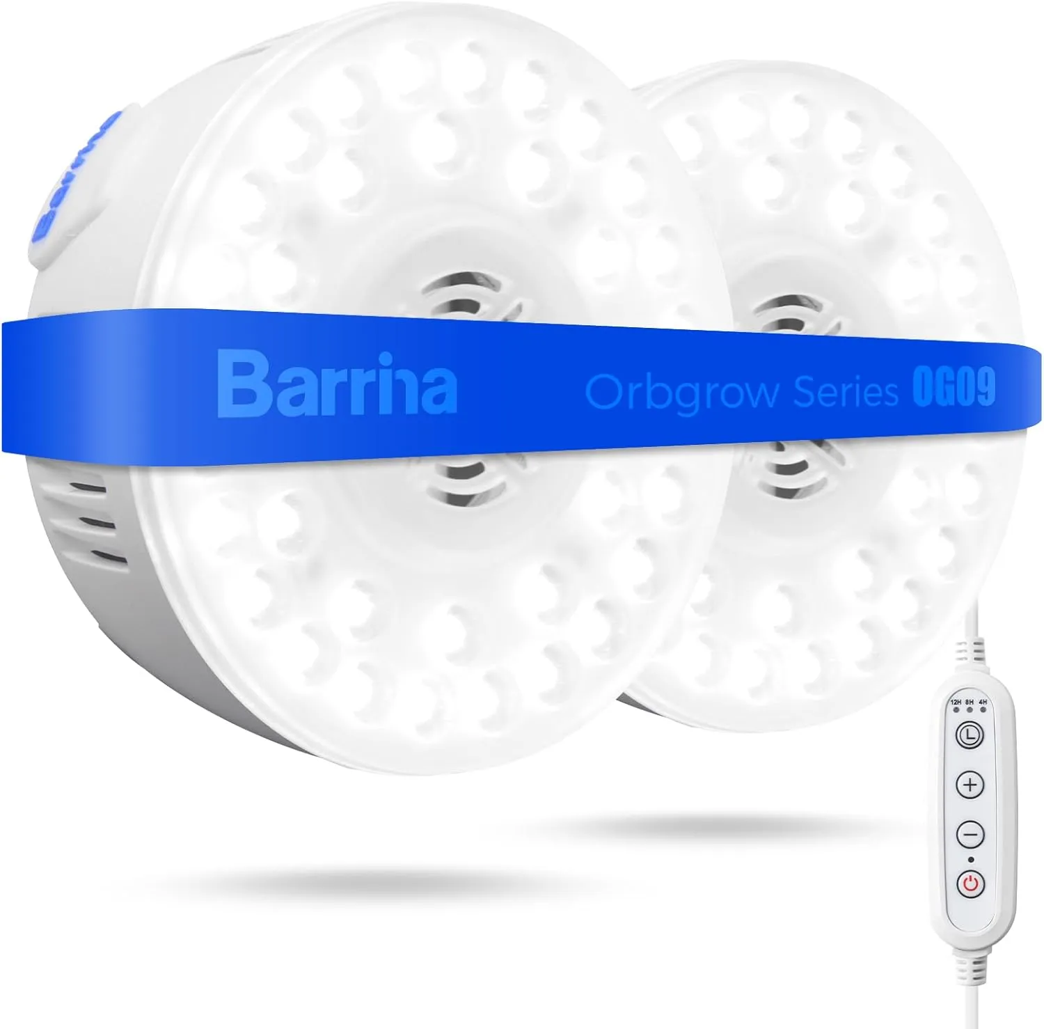 Barrina Orbgrow OG09 Puck Grow Light, 5000K 18W(2 x 9W, 270 Watt Equiv), Full Spectrum Plant Light for Indoor Plants, Magnetic & Linkable with Timer, 5 Levels Dimmable for Plant Shelf, 2 Packs