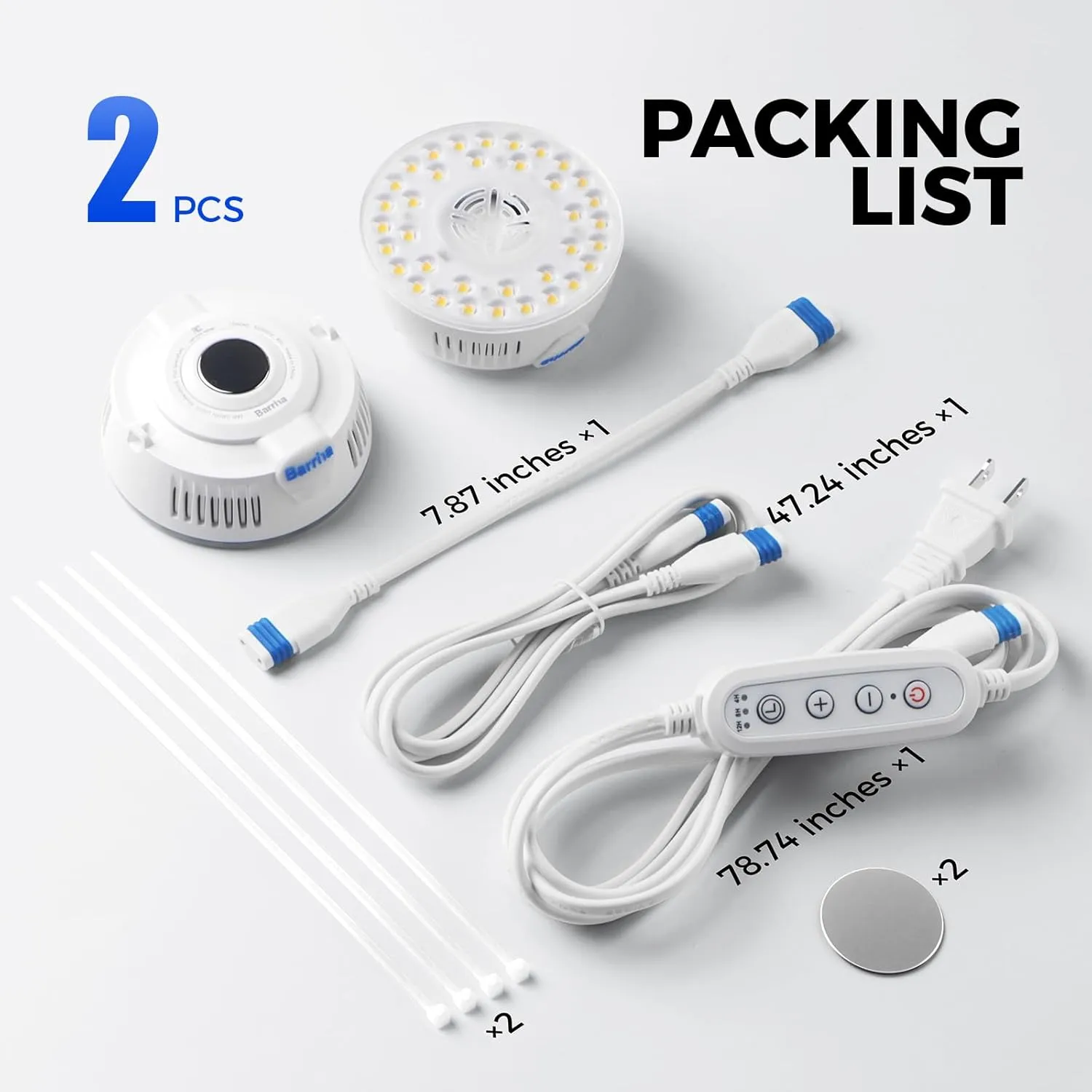 Barrina Orbgrow OG09 Puck Grow Light, 5000K 18W(2 x 9W, 270 Watt Equiv), Full Spectrum Plant Light for Indoor Plants, Magnetic & Linkable with Timer, 5 Levels Dimmable for Plant Shelf, 2 Packs