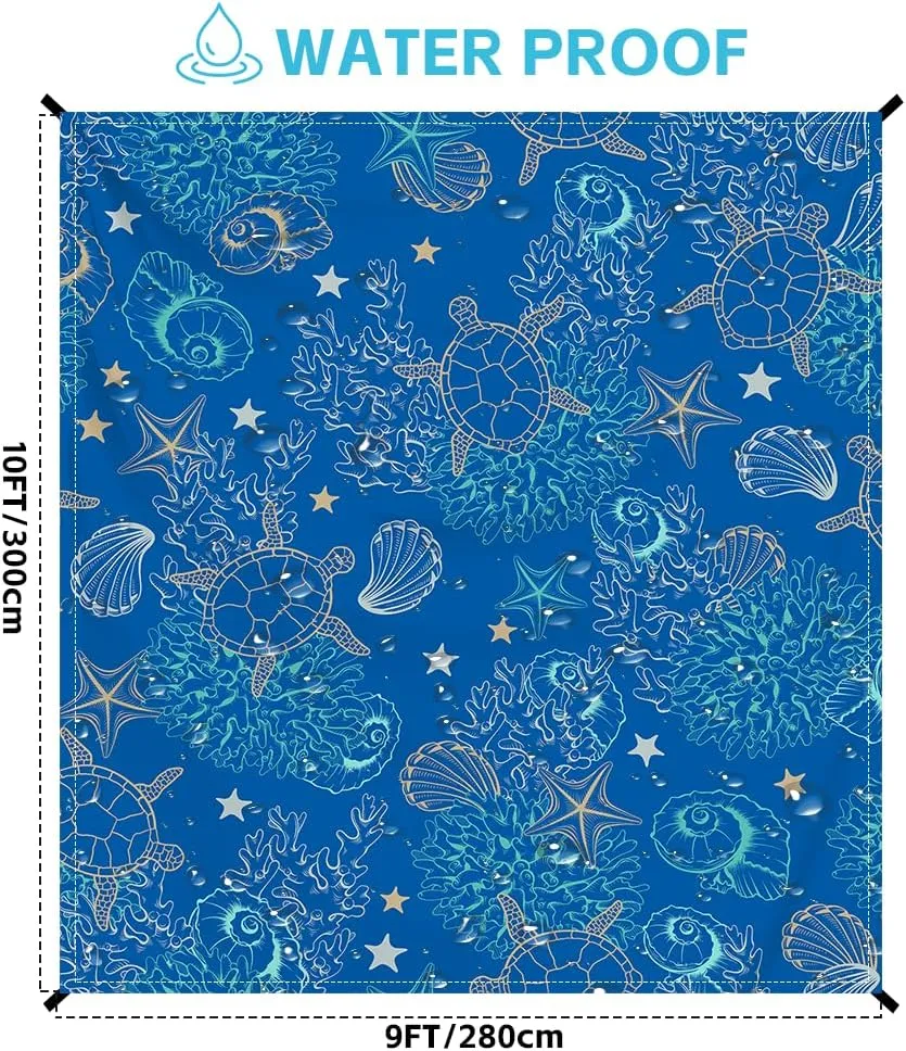 Beach Blanket Waterproof Sandproof Oversized, Extra Large Beach Mat 79" X 87"/110"x118" for 1-8 Adults Sand Free, Quick Drying Durable Outdoor Picnic Mat for Beach Travel Camping Hiking