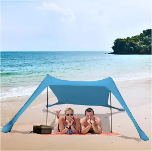 Beach Canopy Tent Sun Shade with UPF 50  UV Protection, Sun Shelter with Sandbags, Poles and Ground Pegs for Outdoor, Camping and Backyard (10ft x 10ft)