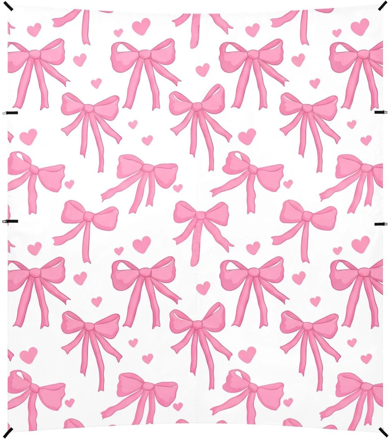 Beach Canopy with Windproof Ropes & Sandbags, Easy Setup Beach Shade Canopy for Camping, Trips, Fishing, Backyard Fun or Picnics, (Pink Ribbon Bows and Hearts)