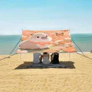 Beach Shade Tent with UPF50  UV Protection,Capybara with Butterflies Flowers Lightweight Camping Sun Shelter for Outdoor,Camping Trips, Fishing, Backyard,Picnics,Easy Set Up and Carry 9x10.5 FT