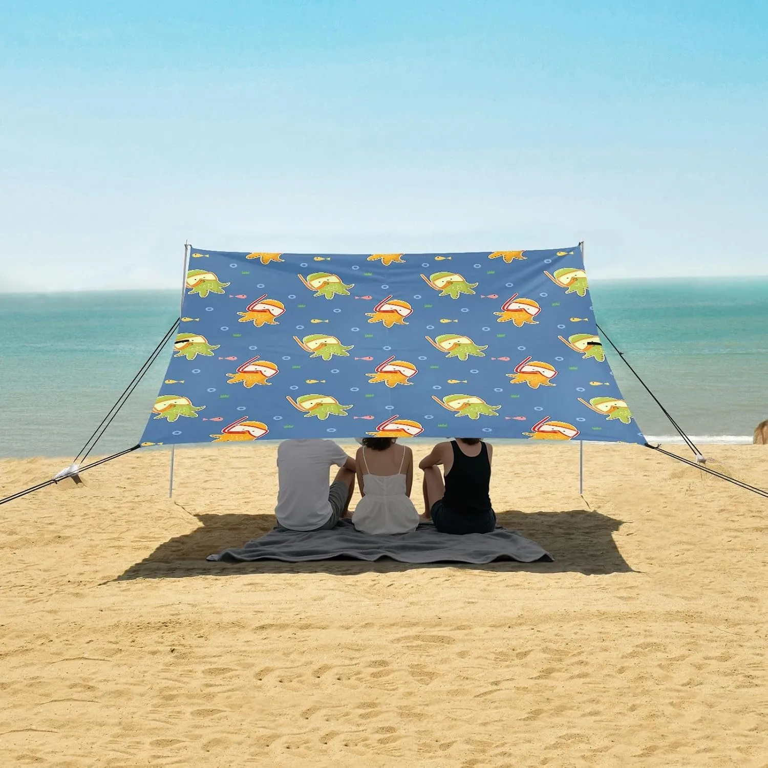 Beach Shade Tent with UPF50  UV Protection,Cute Underwater Diving Squid Lightweight Camping Sun Shelter for Outdoor,Camping Trips, Fishing, Backyard,Picnics,Easy Set Up and Carry 9x10.5 FT