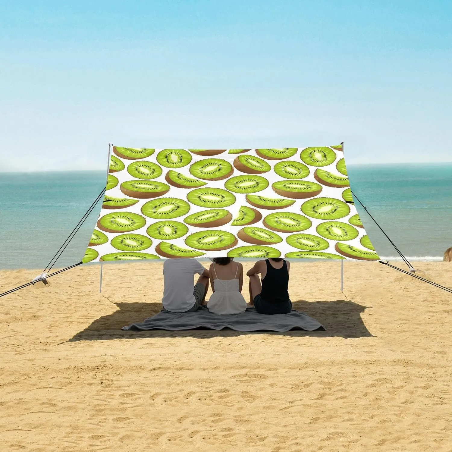 Beach Shade Tent with UPF50  UV Protection,Slice Up Kiwi Pattern Lightweight Camping Sun Shelter for Outdoor,Camping Trips, Fishing, Backyard,Picnics,Easy Set Up and Carry 9x10.5 FT