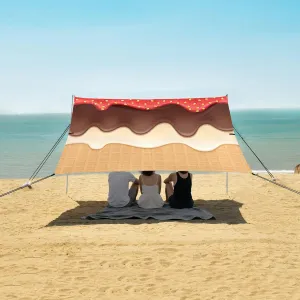 Beach Shade Tent with UPF50  UV Protection,Wafer Flowing Chocolate Cream Lightweight Camping Sun Shelter for Outdoor,Camping Trips, Fishing, Backyard,Picnics,Easy Set Up and Carry 9x10.5 FT