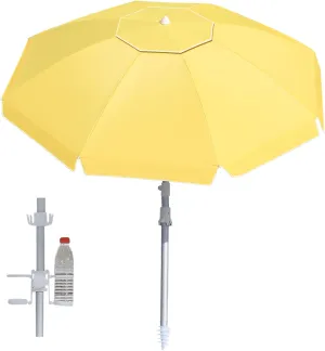 Beach Umbrellas for Sand,Portable Outdoor Windproof Sun Umbrella with Push Button Tilt and Air Vent,UPF 50  PU Coating for Patio Garden Pool Backyard