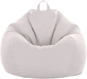 Bean Bag Game Chairs Cover, Without Filler, Comfortable Soft Back Design Complies with Ergonomic Made of Breathable Cotton and Linen Fabric,Light Linen,XL