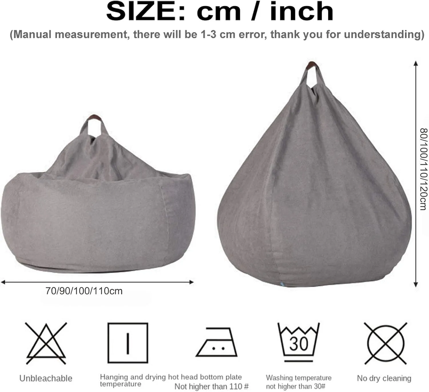 Bean Bag Game Chairs Cover, Without Filler, Comfortable Soft Back Design Complies with Ergonomic Made of Breathable Cotton and Linen Fabric,Light Linen,XL