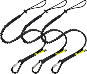 BearTOOLS Tool Lanyard with Single Carabiner and Adjustable Loop End, Standard Length, Maximum Weight Limit 8KG / 17.6lb, Aluminum Screw Lock Carabiner with Shock Cord Stopper, 0923S (3 Pack)