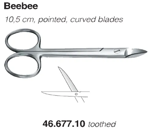 Beebee Scissors 10.5cm, Toothed, Curved Blades (46.677.10)