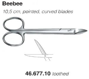 Beebee Scissors 10.5cm, Toothed, Curved Blades (46.677.10)