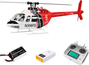 Bell-206-V3 RC Helicopter with GPS Positioning, 470 Class 2.4G 6CH Remote Control Helicopter with H1 Flight Controller, Without Battery Transmitter RC Aircraft Toy Gift -RNP
