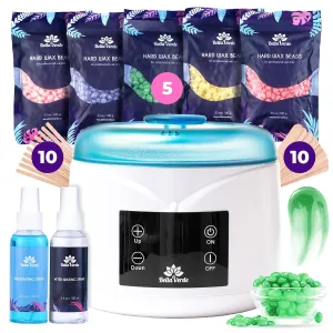 Bella Verde Waxing Kit for Women & Men - Hard Wax Kit for Hair Removal - Wax Warmer for Face, Legs, Eyebrows, Body, Bikini - Home Melter Wax Pot Machine - Hard Wax Beads Kit, Painless All Hair Types
