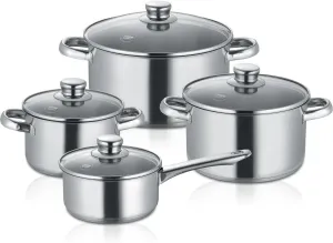 Berndes New Roma 4-Piece Saucepan Set, Stainless Steel, Suitable for Induction Cookers, Pots with Lid