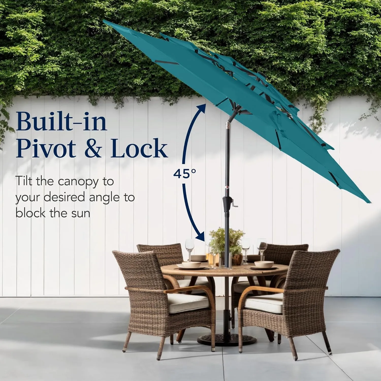 Best Choice Products 10ft 3-Tier Market Patio Umbrella, Outdoor Sun Shade with Tilt, Crank Lift, 8 Ribs for Backyard, Deck, Poolside – Cerulean
