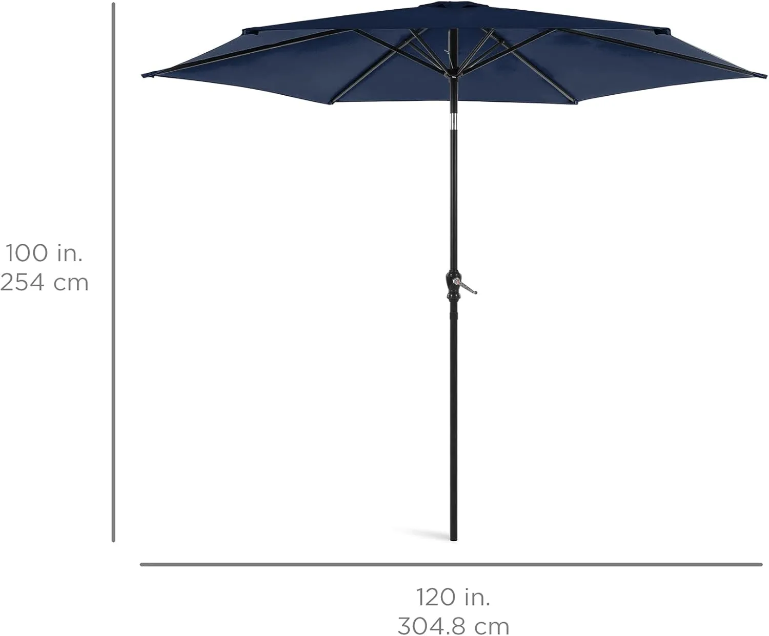 Best Choice Products 10ft Outdoor Steel Polyester Market Patio Umbrella w/Crank, Easy Push Button, Tilt, Table Compatible - Navy Blue