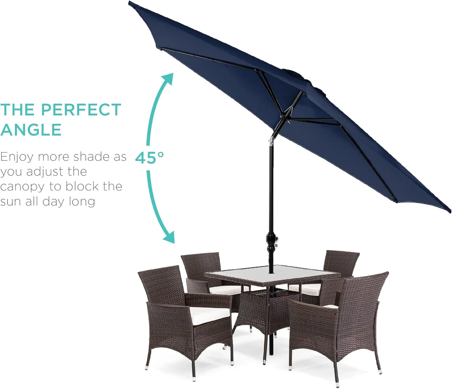 Best Choice Products 10ft Outdoor Steel Polyester Market Patio Umbrella w/Crank, Easy Push Button, Tilt, Table Compatible - Navy Blue