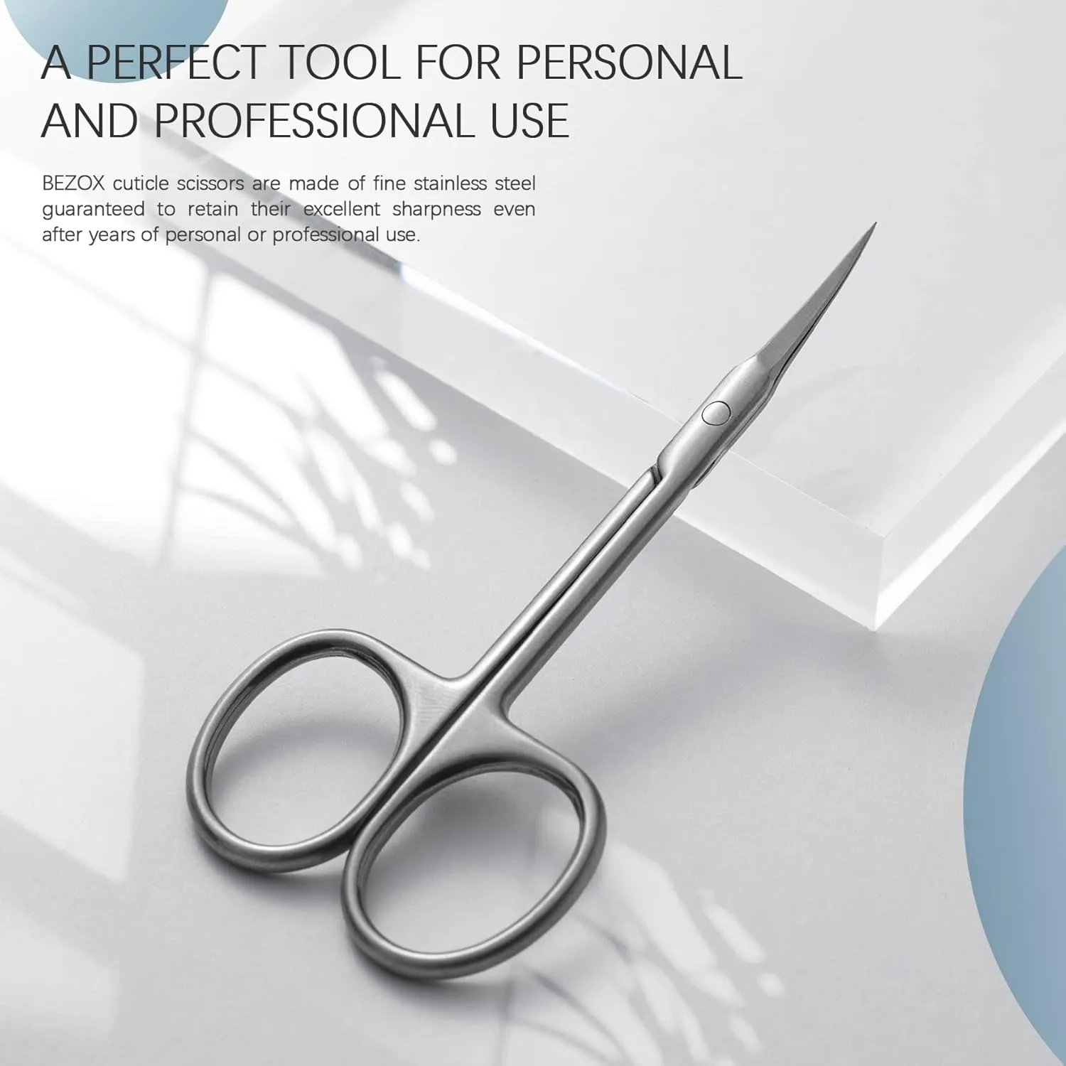 BEZOX Extra Fine Curved Cuticle Scissors, Super Thin Scissors for Cutical Care Only, Professional Manicure Small Scissors, Stainless Steel Cuticle Cutter, 1 pcs